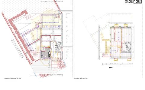 Bild: Grundriss Erdgeschoss Keller Rohbau