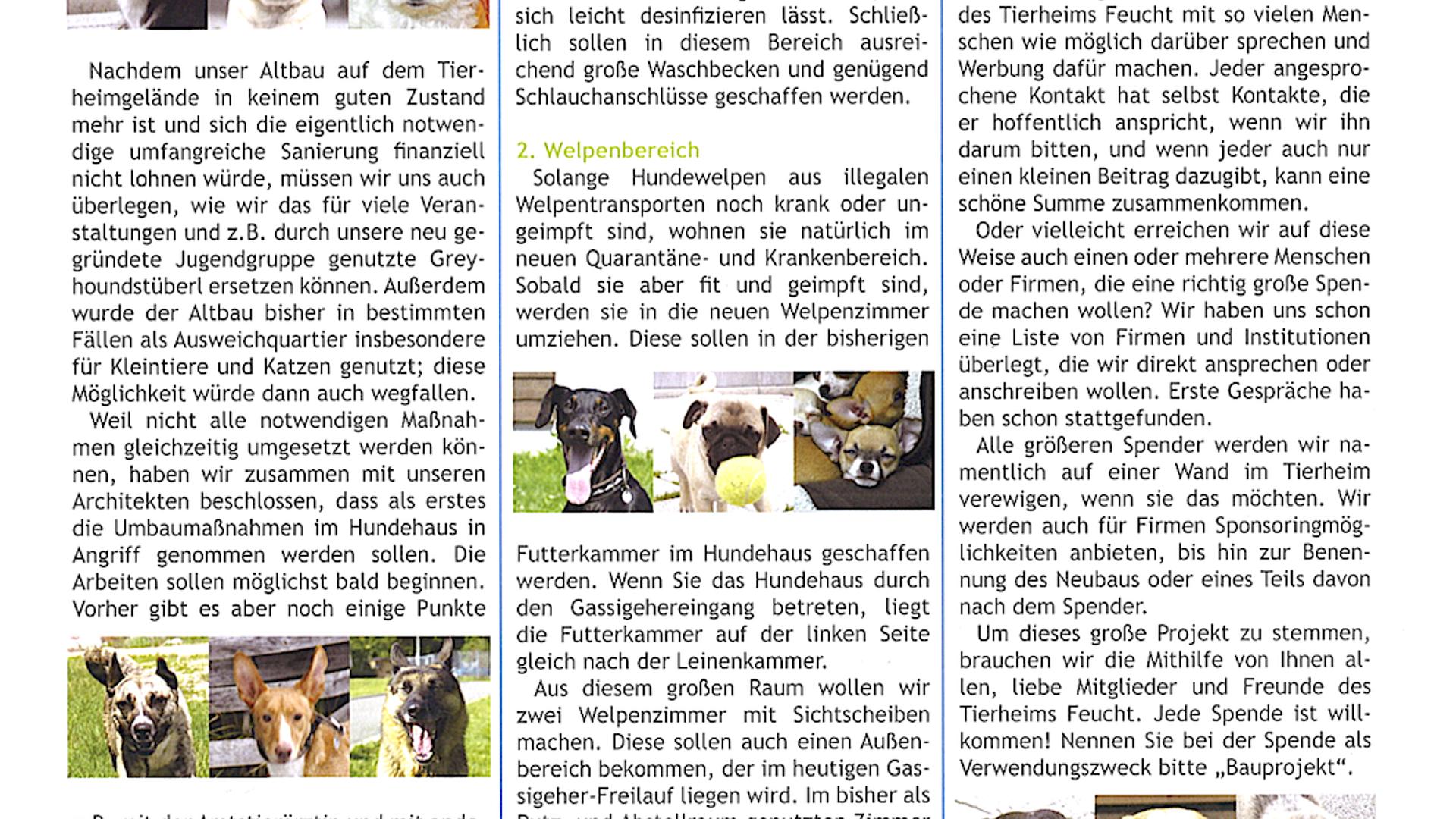 Bild: Artikel Umbaupläne Tierheim Fürth